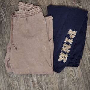 PINK Victoria's Secret Kids Bottoms - Navy and Tan Sweatpants Set
